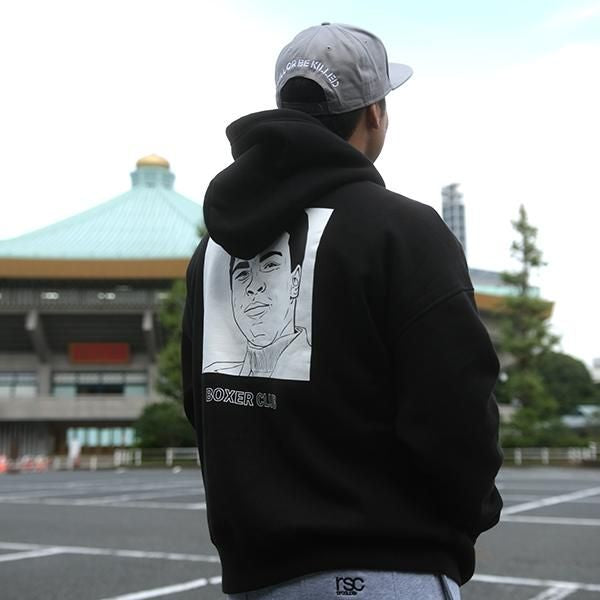 【40%OFFアウトレットSALE】"cassius" BOXER CLUB プルオーバー パーカー（ビッグシルエット）(黒Mサイズ）